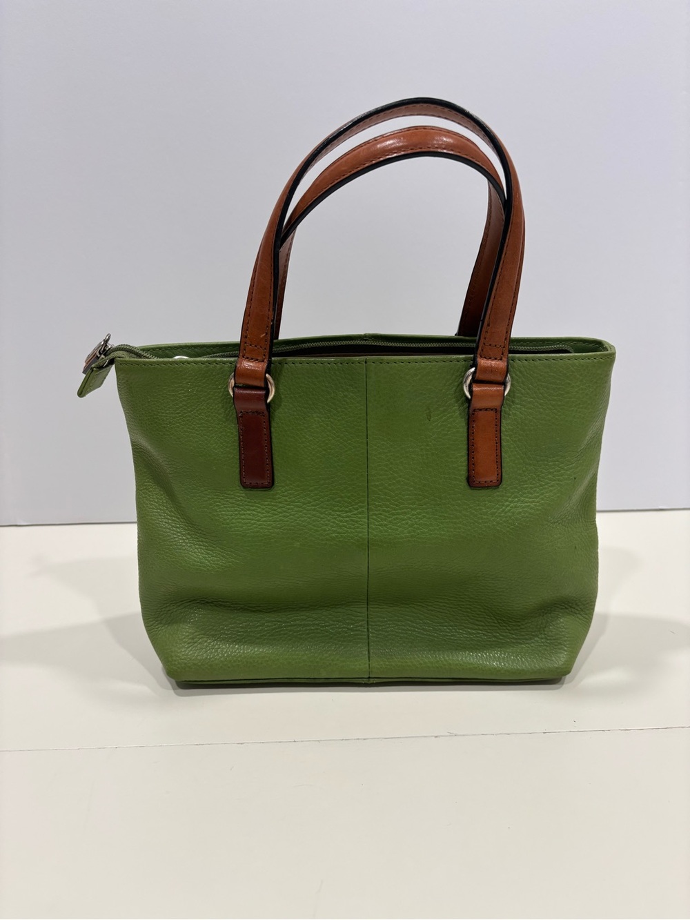 Fossil Green Tote with Brown Handles - Picture 6 of 12